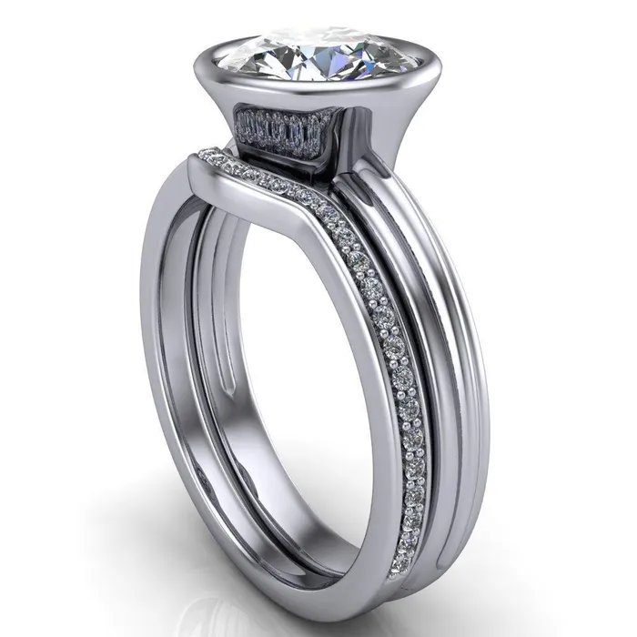 Fire Brilliance Rings Terese Round Center Stone Bezel Set Brava Ring