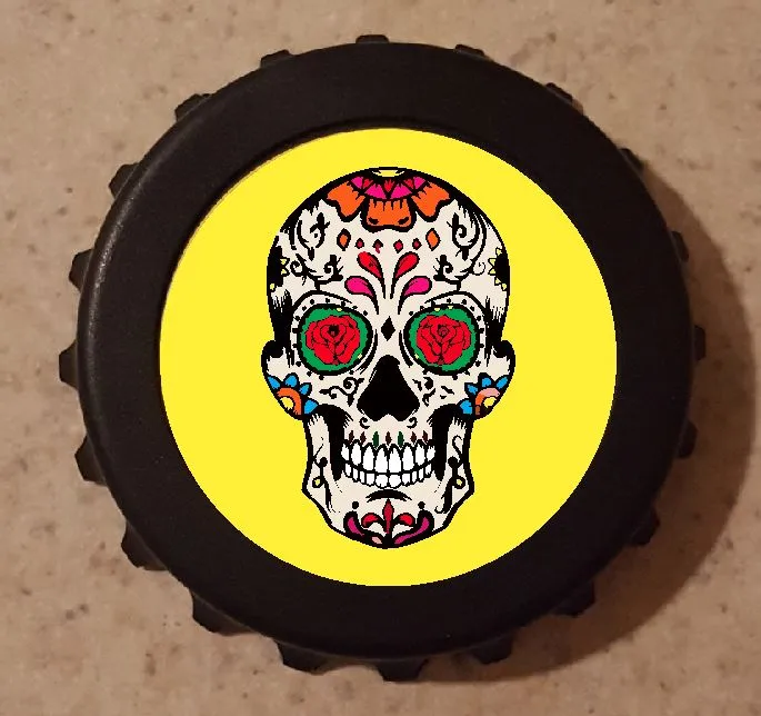 G25 Yellow Sugar Skull Bottle Opener Iris Fashion Jewelry Rings