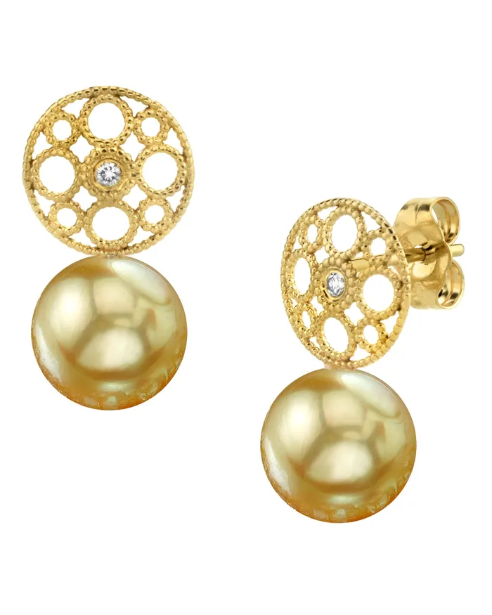 Golden South Sea Pearl Diamond Faye Earrings spt Earrings