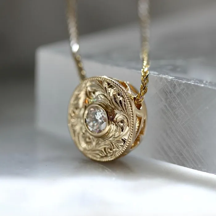 Good Times Engraved Round Diamond Necklace Deborah Lavery Necklaces