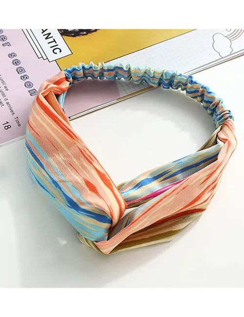H195 Multi Color Stripes Hair Band 02 Rings