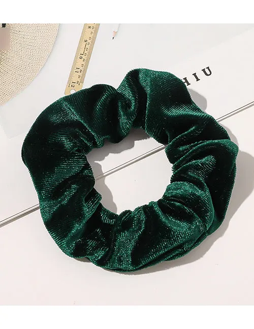 H480 Green Velvet Hair Scrunchie 02 Earrings