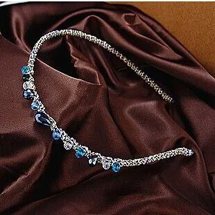 H84 Gold Shades of Blue Beaded Head Band 01 Rings