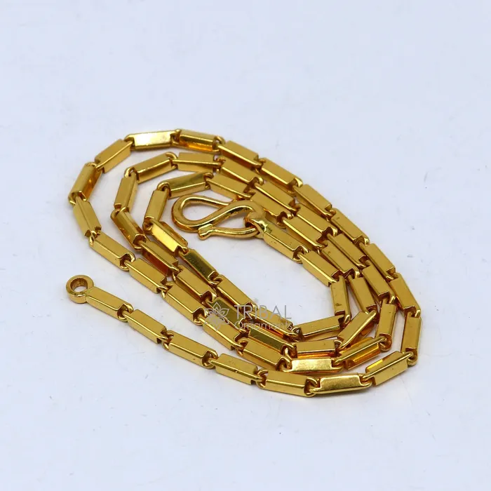 Hallmarked 3mm 22 karat yellow gold gorgeous solid baht chain gold bar chain heavy weight chain stylish mens chain jewelry from gbr41 TRIBAL ORNAMENTS Necklaces Hallmarked 3mm 22 karat yellow gold gorgeous solid baht chain gold bar chain heavy weight chain stylish mens chain jewelry from gbr41 TRIBAL ORNAMENTS Necklaces