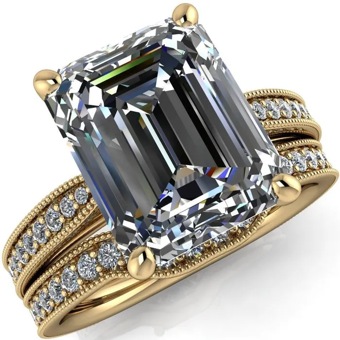 Hathaway Emerald Center Stone 4 Prong Milgrain Cathedral Engagement Ring Fire Brilliance Rings Hathaway Emerald Center Stone 4 Prong Milgrain Cathedral Engagement Ring Fire Brilliance Rings