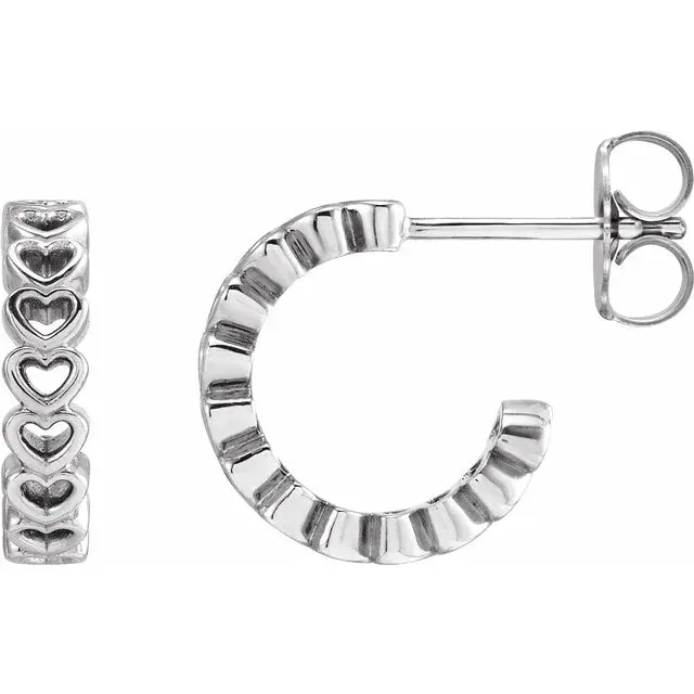 Heart Design Hoop Huggies Hoop Earrings Fire Brilliance Earrings