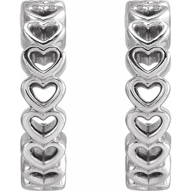 Heart Design Hoop Huggies Hoop Earrings Fire Brilliance Earrings