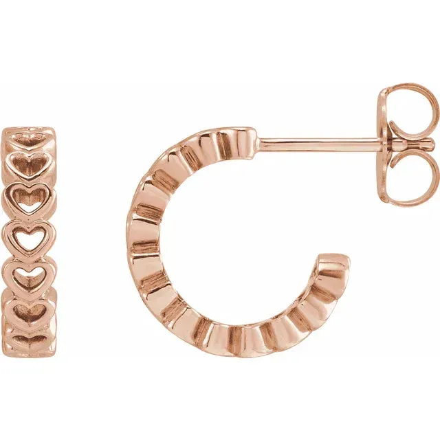 Heart Design Hoop Huggies Hoop Earrings Fire Brilliance Earrings