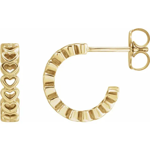 Heart Design Hoop Huggies Hoop Earrings Fire Brilliance Earrings