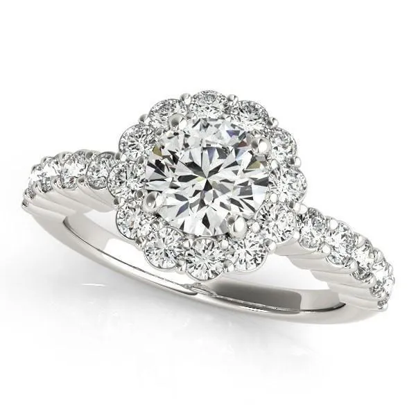 Jana Round Center Stone Cathedral Halo Engagement Ring Fire Brilliance Rings