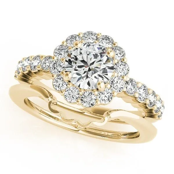Jana Round Center Stone Cathedral Halo Engagement Ring Fire Brilliance Rings