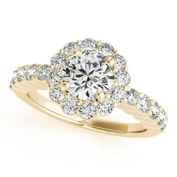 Jana Round Center Stone Cathedral Halo Engagement Ring Fire Brilliance Rings