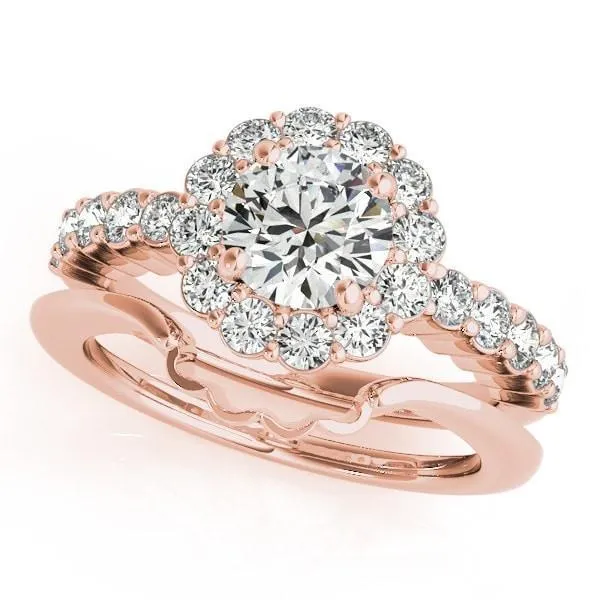 Jana Round Center Stone Cathedral Halo Engagement Ring Fire Brilliance Rings