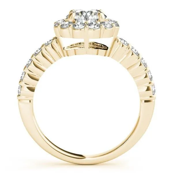 Jana Round Center Stone Cathedral Halo Engagement Ring Fire Brilliance Rings