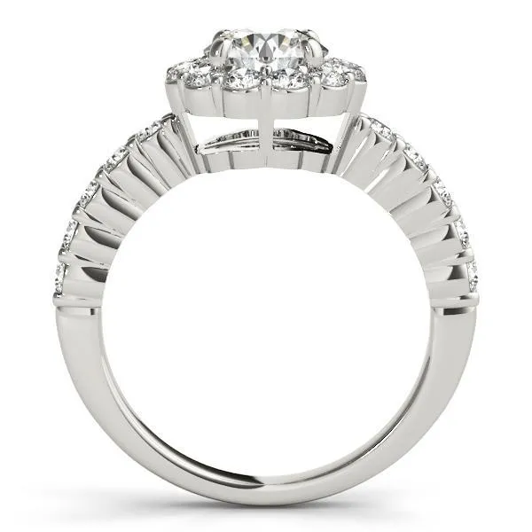 Jana Round Center Stone Cathedral Halo Engagement Ring Fire Brilliance Rings