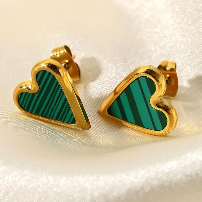 Jewelvers 18K GoldFilled Shell Heart Stud Earrings Green Earrings Jewelvers 18K GoldFilled Shell Heart Stud Earrings Green Earrings
