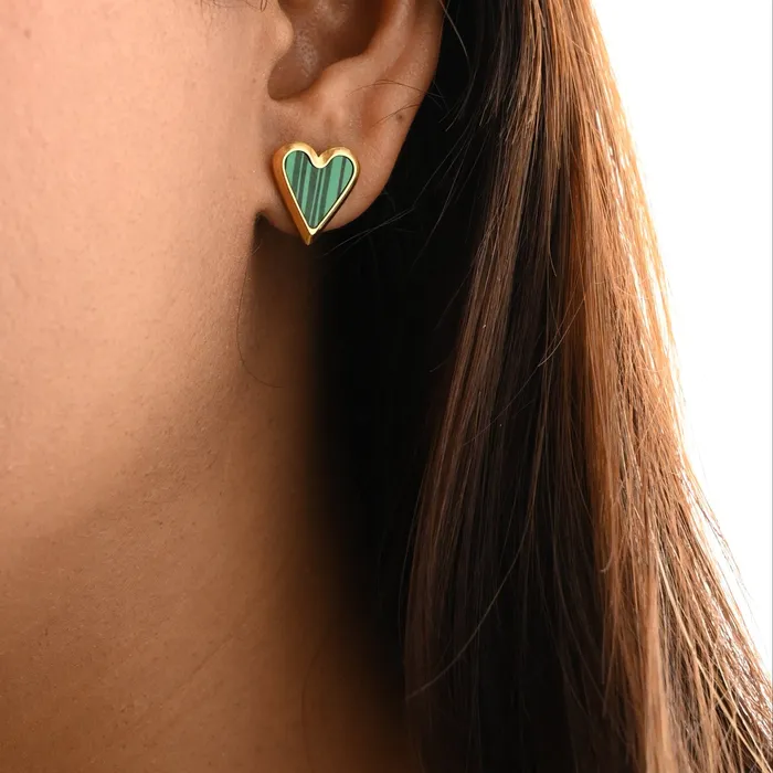 Jewelvers 18K GoldFilled Shell Heart Stud Earrings Green Earrings Jewelvers 18K GoldFilled Shell Heart Stud Earrings Green Earrings