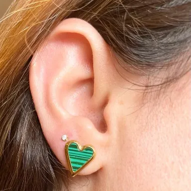 Jewelvers 18K GoldFilled Shell Heart Stud Earrings Green Earrings Jewelvers 18K GoldFilled Shell Heart Stud Earrings Green Earrings