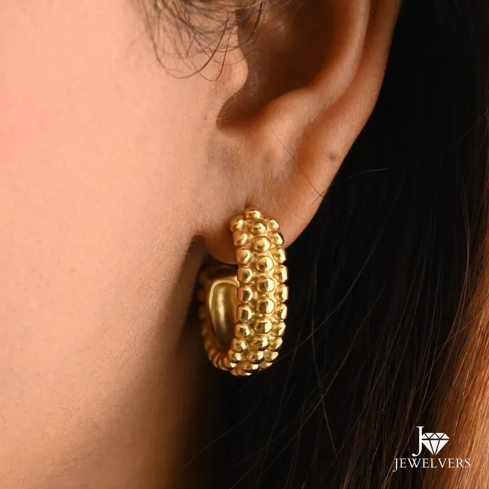 Jewelvers Earrings 18K GoldFilled Beaded Hoop Earrings