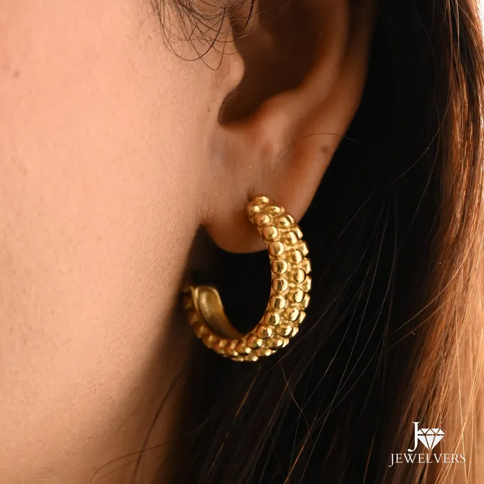Jewelvers Earrings 18K GoldFilled Beaded Hoop Earrings