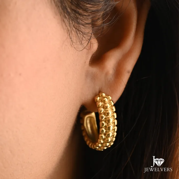 Jewelvers Earrings 18K GoldFilled Beaded Hoop Earrings