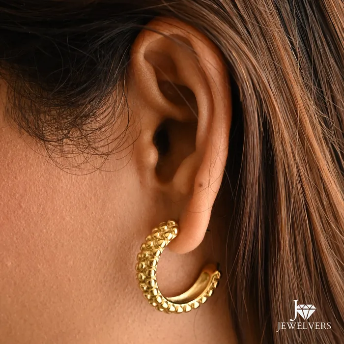 Jewelvers Earrings 18K GoldFilled Beaded Hoop Earrings
