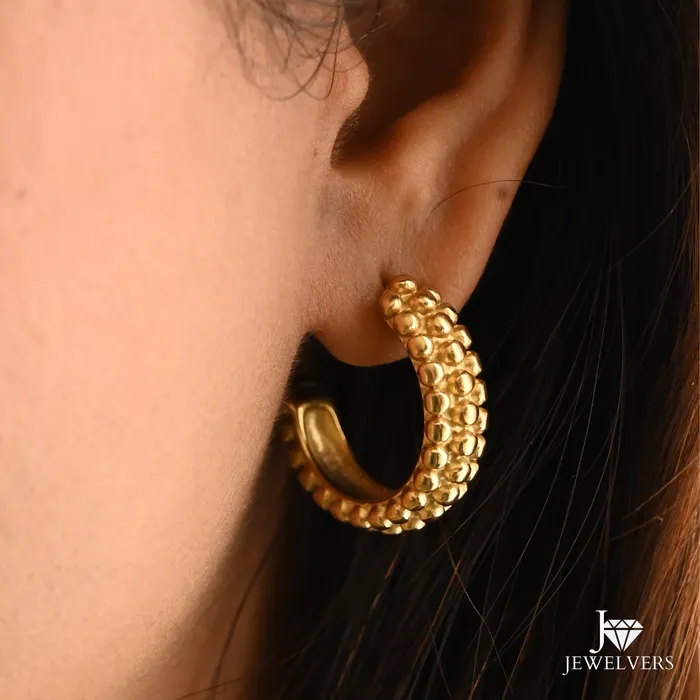 Jewelvers Earrings 18K GoldFilled Beaded Hoop Earrings