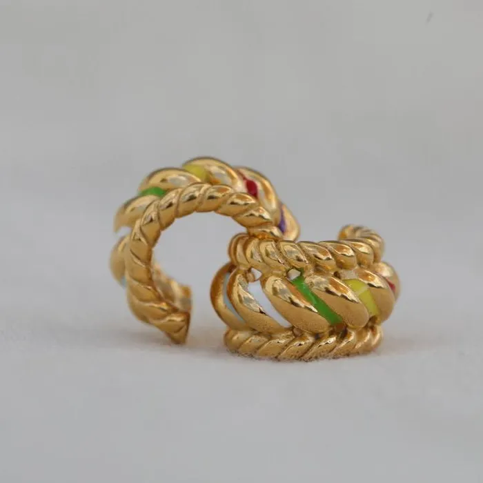Jewelvers Earrings 18k GoldFilled Croissant Enamel Hoop Earrings Gold Earrings for Women Jewelvers Earrings 18k GoldFilled Croissant Enamel Hoop Earrings Gold Earrings for Women