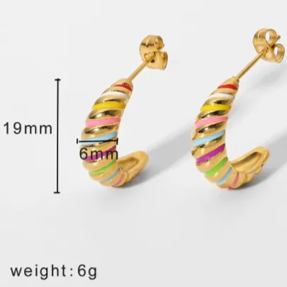 Jewelvers Earrings 18k GoldFilled Croissant Enamel Hoop Earrings Gold Earrings for Women Jewelvers Earrings 18k GoldFilled Croissant Enamel Hoop Earrings Gold Earrings for Women