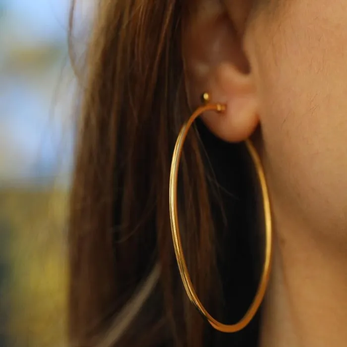 Jewelvers Earrings 18K GoldFilled Large Oval Hoop Earrings Jewelvers Earrings 18K GoldFilled Large Oval Hoop Earrings
