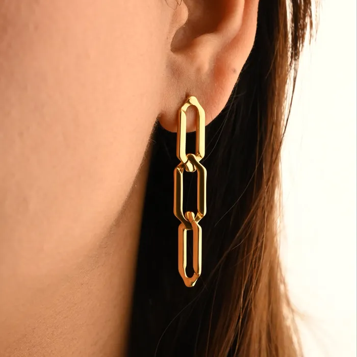 Jewelvers Earrings 18K Goldfilled Link Chain Stud Earrings