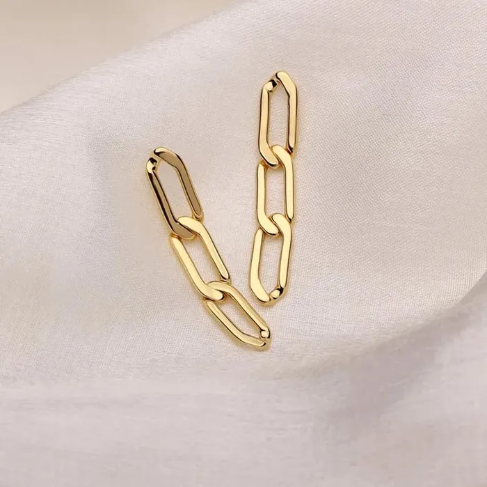 Jewelvers Earrings 18K Goldfilled Link Chain Stud Earrings