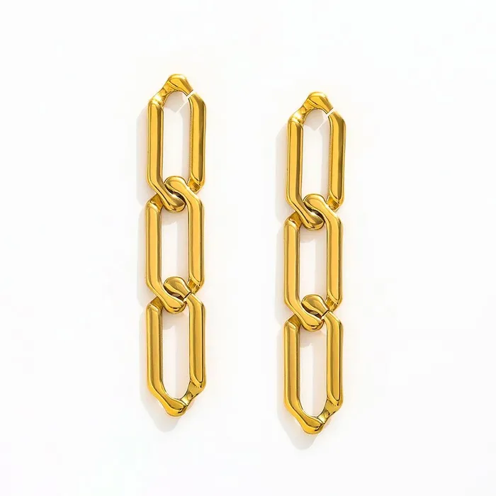 Jewelvers Earrings 18K Goldfilled Link Chain Stud Earrings