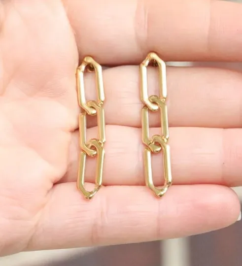 Jewelvers Earrings 18K Goldfilled Link Chain Stud Earrings