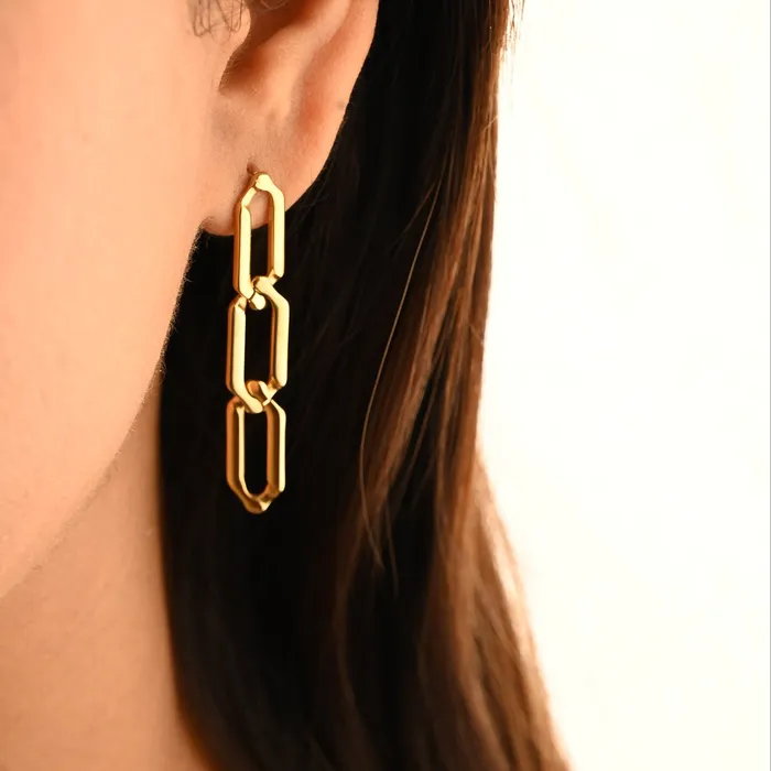 Jewelvers Earrings 18K Goldfilled Link Chain Stud Earrings