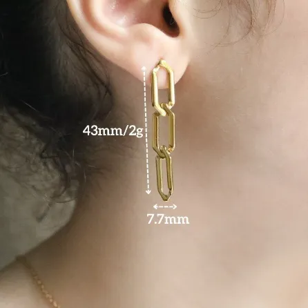 Jewelvers Earrings 18K Goldfilled Link Chain Stud Earrings
