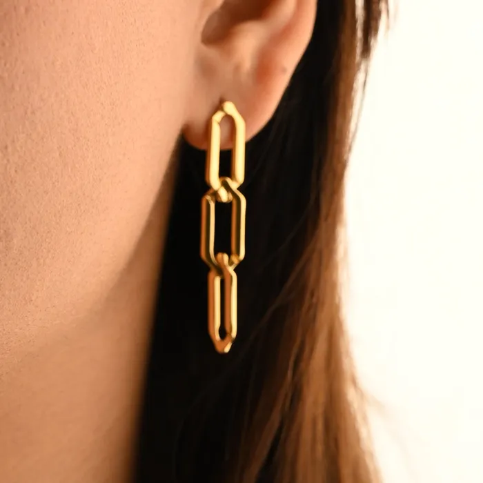 Jewelvers Earrings 18K Goldfilled Link Chain Stud Earrings