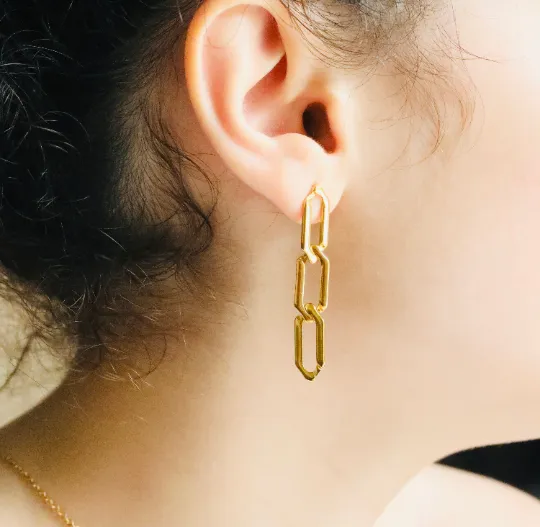 Jewelvers Earrings 18K Goldfilled Link Chain Stud Earrings