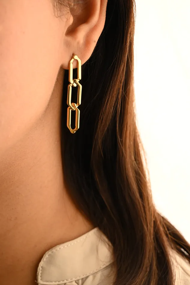 Jewelvers Earrings 18K Goldfilled Link Chain Stud Earrings