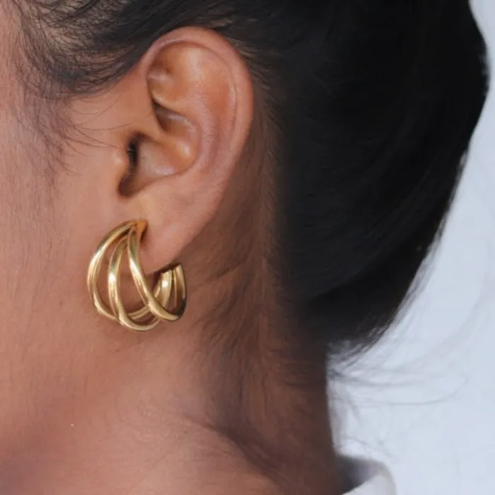 Jewelvers Earrings 18K GoldFilled Triple Hoop Earrings Big 30mm