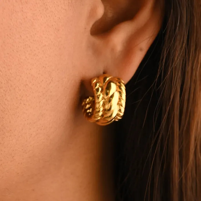 Jewelvers Earrings 18K GoldFilled Twisted Gold Hoop Earrings for Women