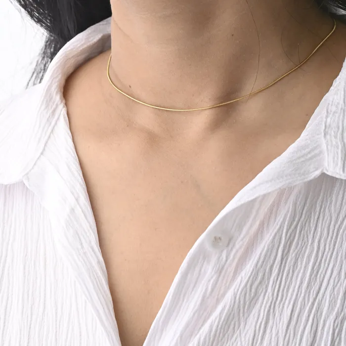 Jewelvers Necklaces 14K Gold Filled Dainty Round Snake Necklace Jewelvers Necklaces 14K Gold Filled Dainty Round Snake Necklace