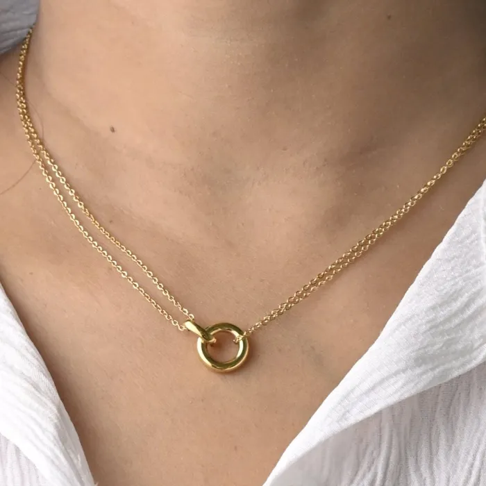 Jewelvers Necklaces Gold Double Circle Bond Necklace Jewelvers Necklaces Gold Double Circle Bond Necklace