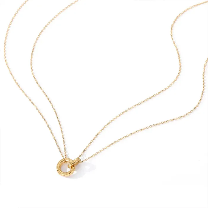 Jewelvers Necklaces Gold Double Circle Bond Necklace Jewelvers Necklaces Gold Double Circle Bond Necklace