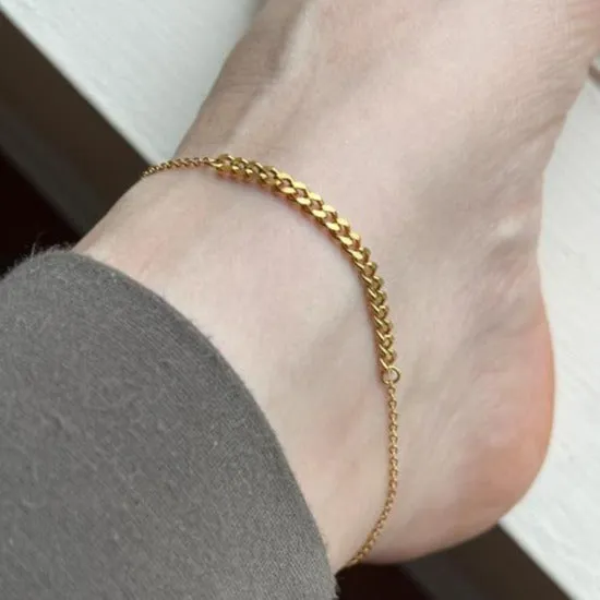 Jewelvers PreStyled Sets 18k GoldFilled Cuban Link Anklet Anklet For Women Gold Anklet Eva Anklet