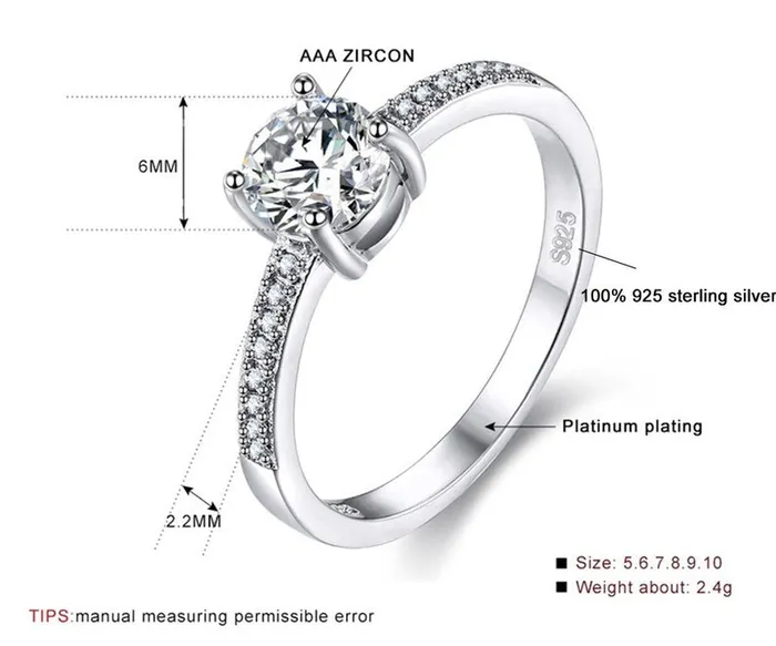 Jewelvers Rings 925 sterling silver Unique Moissanite Diamond Wedding Engagement Ring for Women