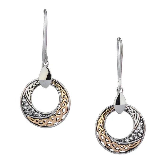 Keith Jack Earrings Silver and 10k Gold Comet Earrings White Topaz