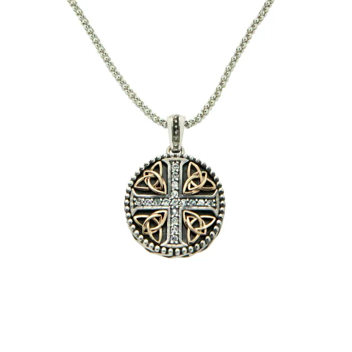 Keith Jack Necklaces White Sapphire Trinity Cross Oxidized Pendant