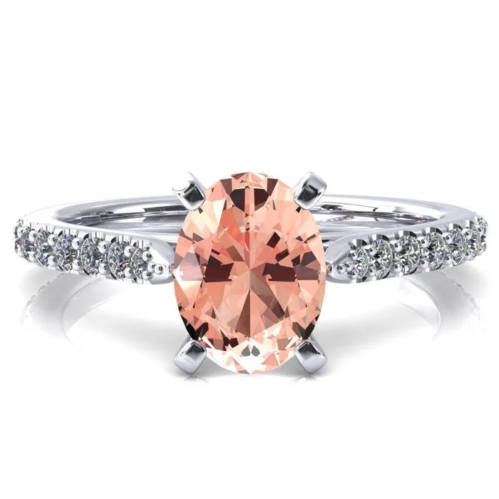 Kelsy Oval Champagne Sapphire 4 Prong 34 Shared Scalloped Inverted Cathedral Ring Fire Brilliance Rings Kelsy Oval Champagne Sapphire 4 Prong 34 Shared Scalloped Inverted Cathedral Ring Fire Brilliance Rings