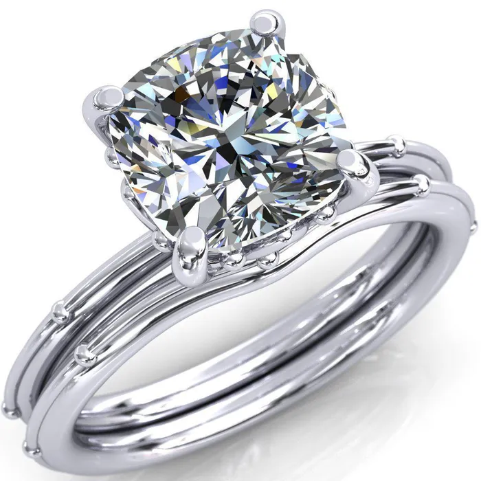 Klee Cushion Center Stone Summer Lily Engagement Ring Fire Brilliance Rings
